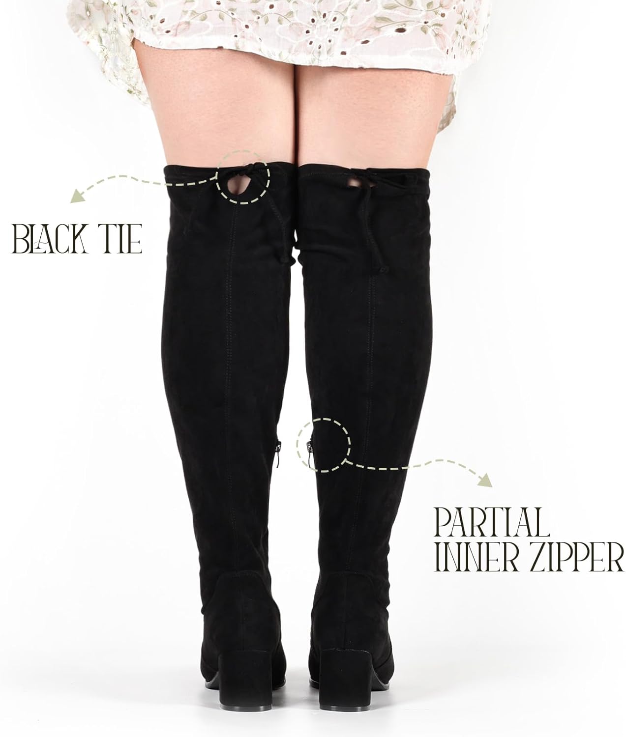 Vipost 2.5-inch Wide Calf Wide Width Thigh High Boots, Suede over the Knee Boots for Women, Plus Size Chunky ​​Block Heel Round Toe Fall Boots with Side Zipper, Fall Winter Fashion 2025 - Image 5