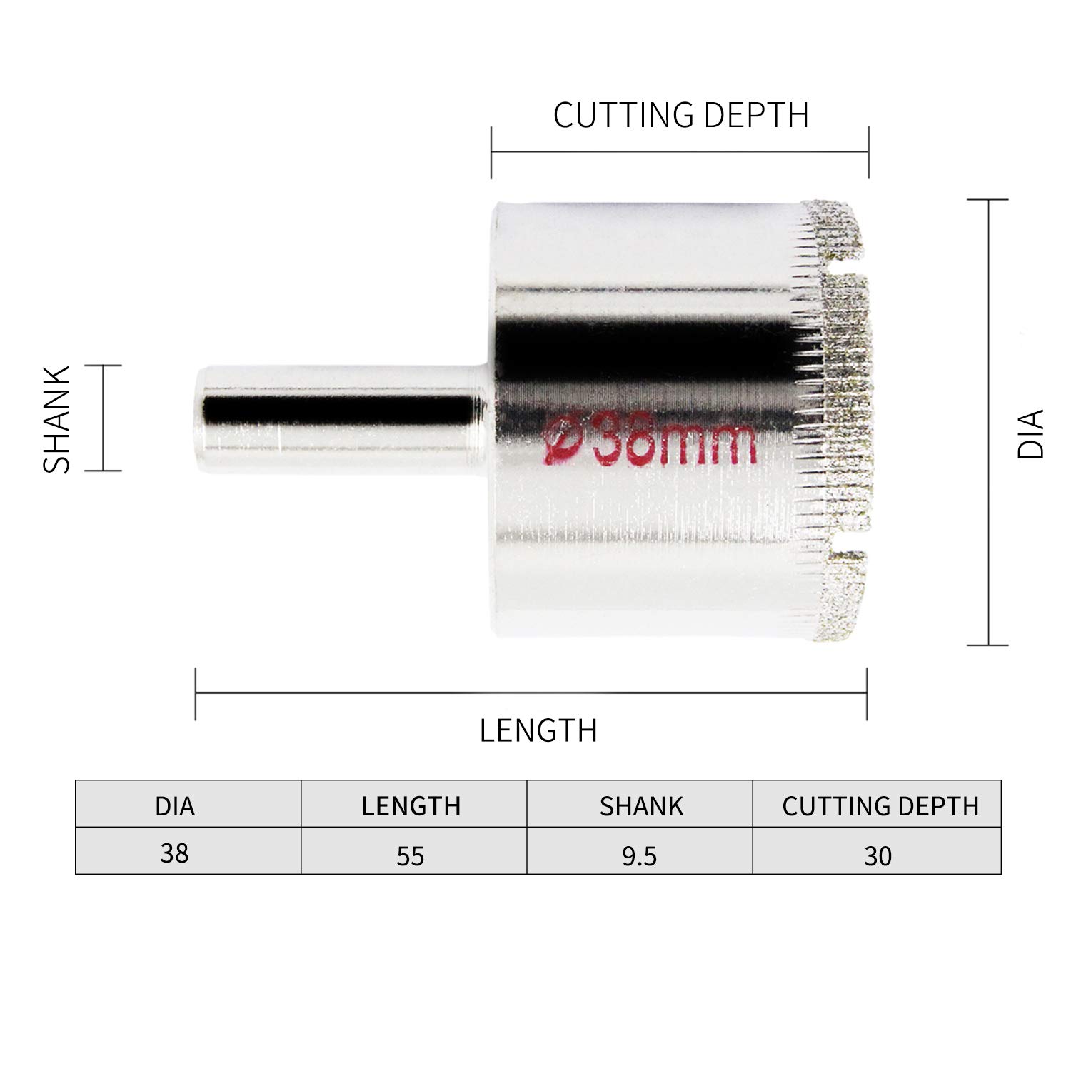 Diamond Hole Saw 70mm,LAIWEI Glass Drill Bits,Porcelain Drill Bits,Granite Drill Bits,Marble Drill Bits,Electric Drill Bits,Ceramic Drill Bits,Cutting Diameter(2-3/4\"(70mm