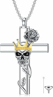 Cremation Jewelry for Ashes 925 Sterling Silver Sunflower/Rose/Cross/Paw Print/Crystal/Swan/Hamsa Hand/Koala/Clover/Bar Urn Necklace for Human Pet Ashes Keepsake Memorial Jewelry Gifts for Women Girls