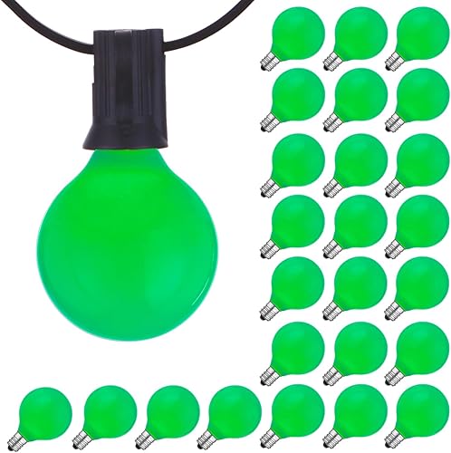 Miniatura 28 de Paquete de 25 bombillas de repuesto G40, bombillas de vidrio incandescente de 5 W 120 V, para tira de luces E12 para exteriores, rosa esmerilado