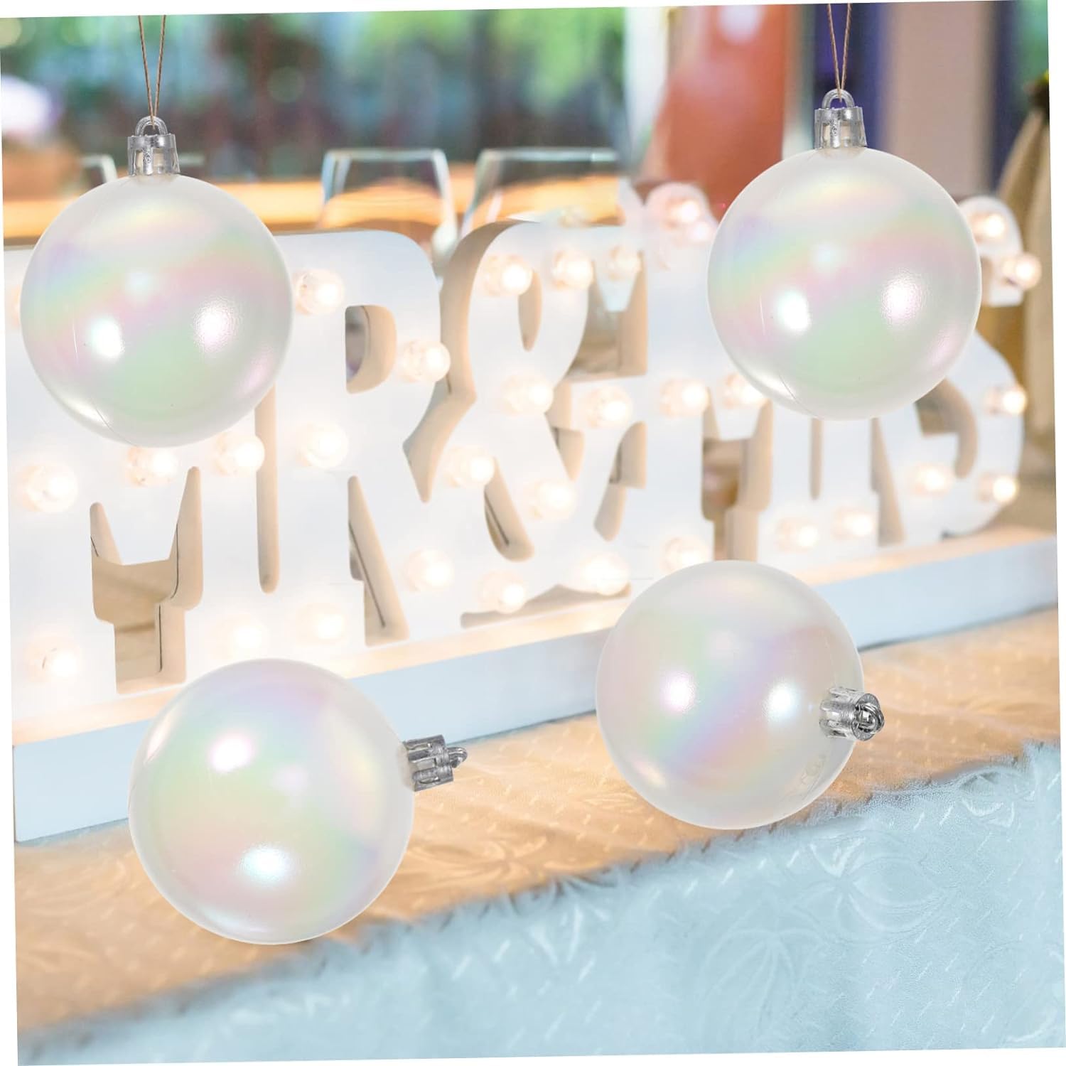 Weihnachtskugeln Christbaumkugeln 2,36'' Weihnachtskugel, Schillernde Weiße Kugel, Kunststoff-Dekoration, Party, Weihnachtsbaumschmuck Für Geburtstag, Weihnachten Weihnachtsbaumkugeln Weihnachtskugel