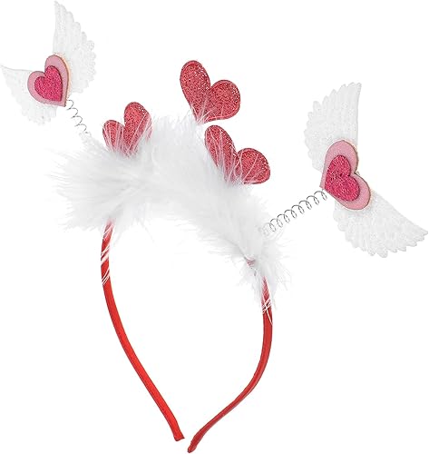 Miniatura 6 de LUOZZY Valentine Headband Pink Heart Headband Valentine Angel Wing Heart-Shaped Headpieces Valentines Day Hair Accessories