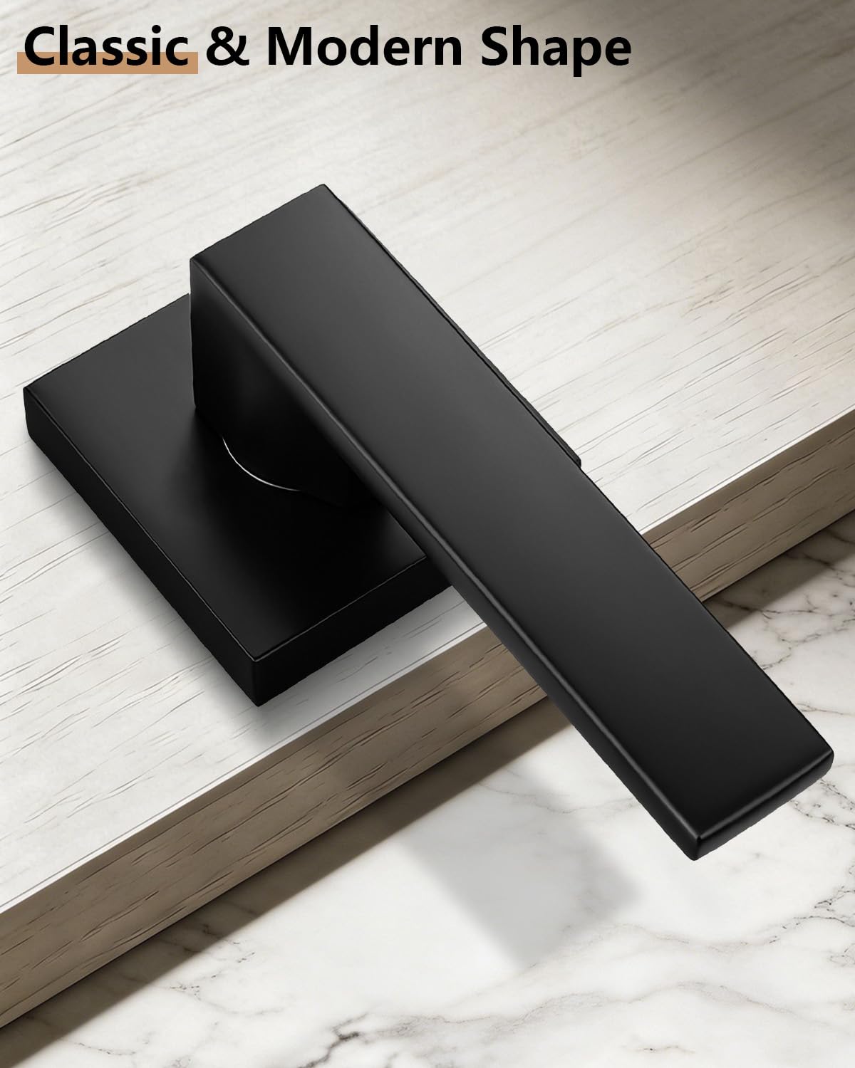 Probrico Palancas mitad simuladas color negro mate, asas interiores resistentes que no giran, reversibles para manejo izquierdo y derecho, paquete de 8 (paquete de contratista)