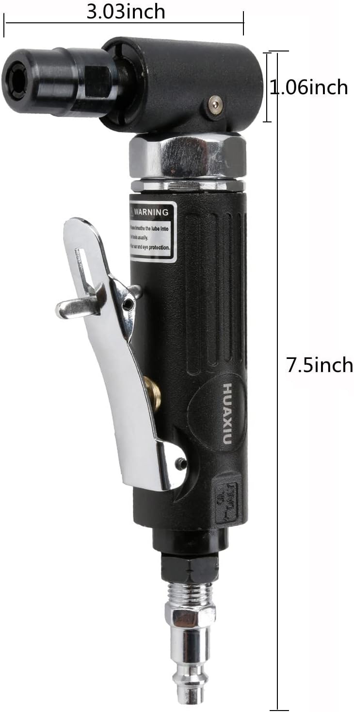 1/4 Air Angle Die Grinder,90 ° Pneumatic Right Angle die grinder Tool with 1/4 and 1/8 inch Collets