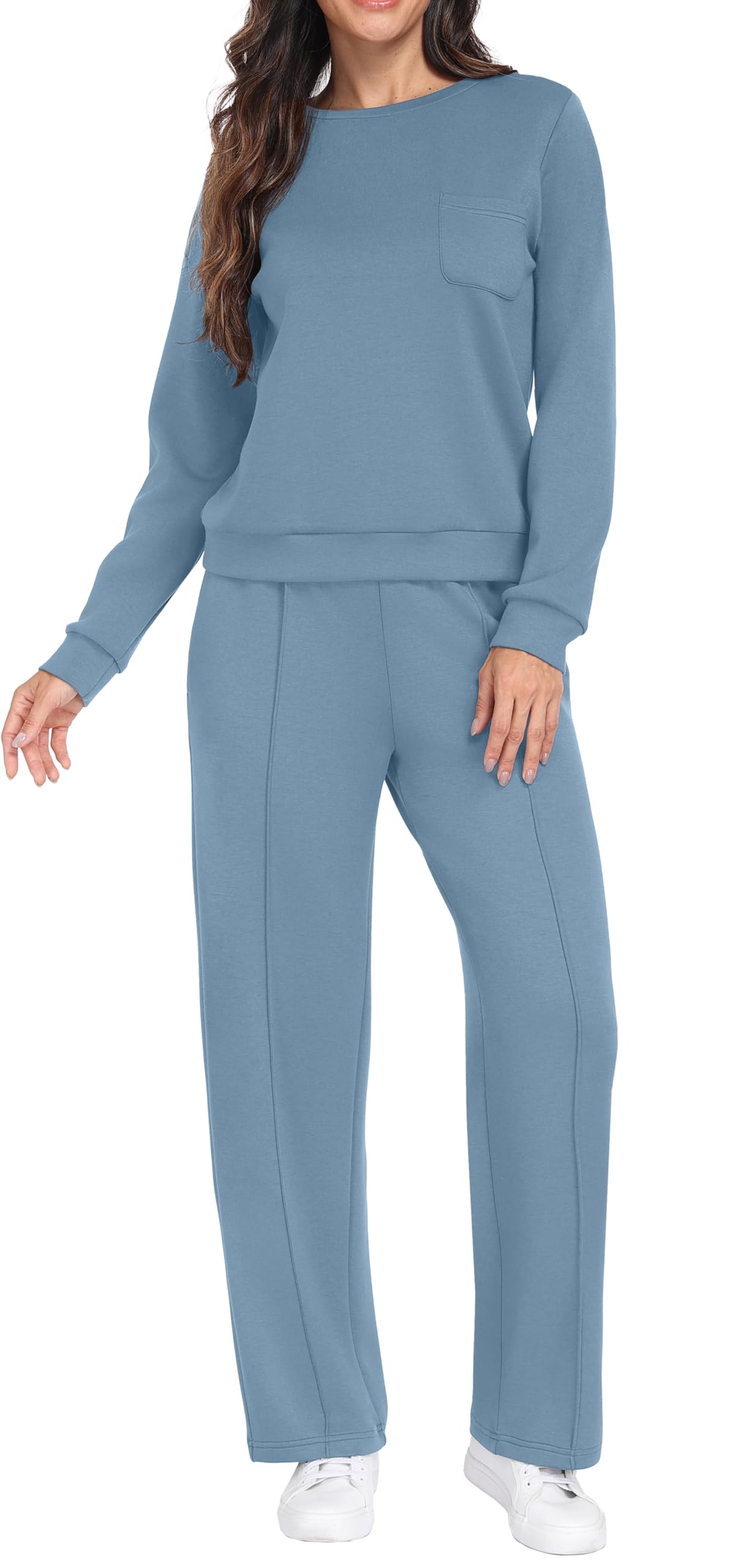 GRECERELLE Trainingsanzug Jogginganzug Damen Zweiteiler Outfits Tracksuit Langarm Lässige Crew Neck Casual Tops und Jogginghosen Trainingsanzüge mit Taschen