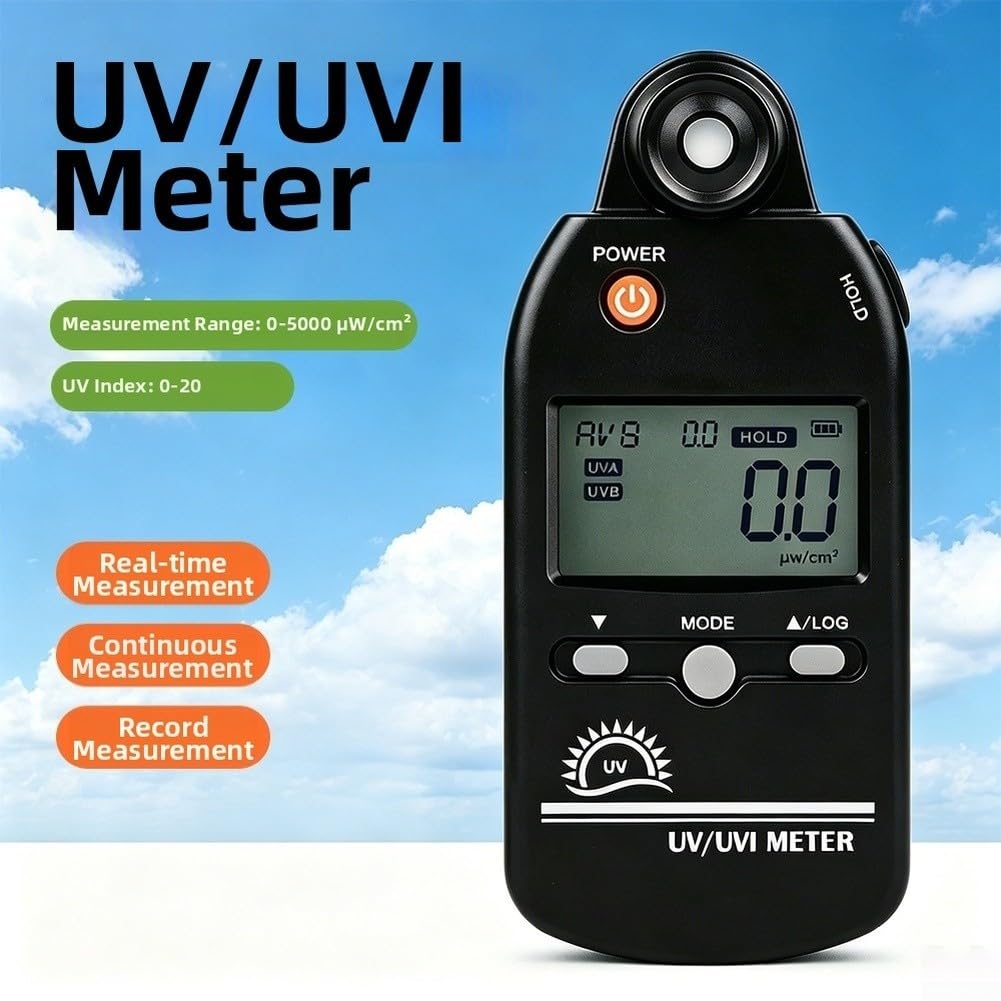 Digitaler UV-Intensitätsdetektor 0-5000μW/cm² Echtzeitmessung | 0,1-Auflösung für präzise Messwerte, Datenaufzeichnung, tragbares Design für Labor- und Industrieinspektionen
