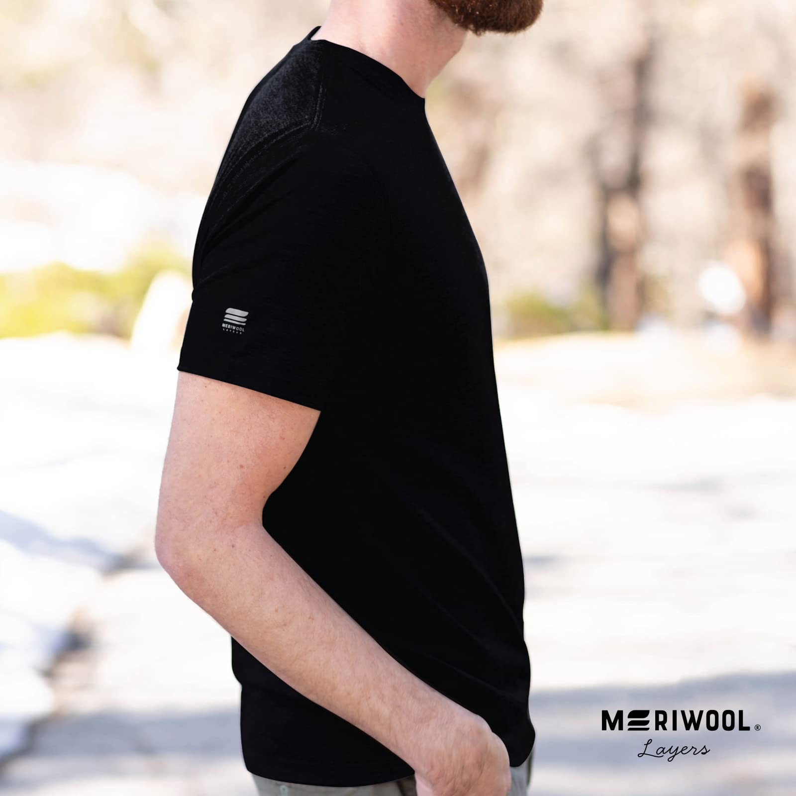 MERIWOOL Herren-T-Shirt, Merinowolle, kurzärmelig, leichte Baselayer