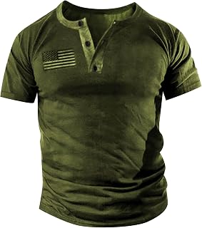 Ansenesna Men's Sportstyle Graphic Crewneck Sweatshirt Casual Button Down Short Sleeve Printed Poplin Shirt Comfort Flex Shirt Cotton Linen Henley Shirt