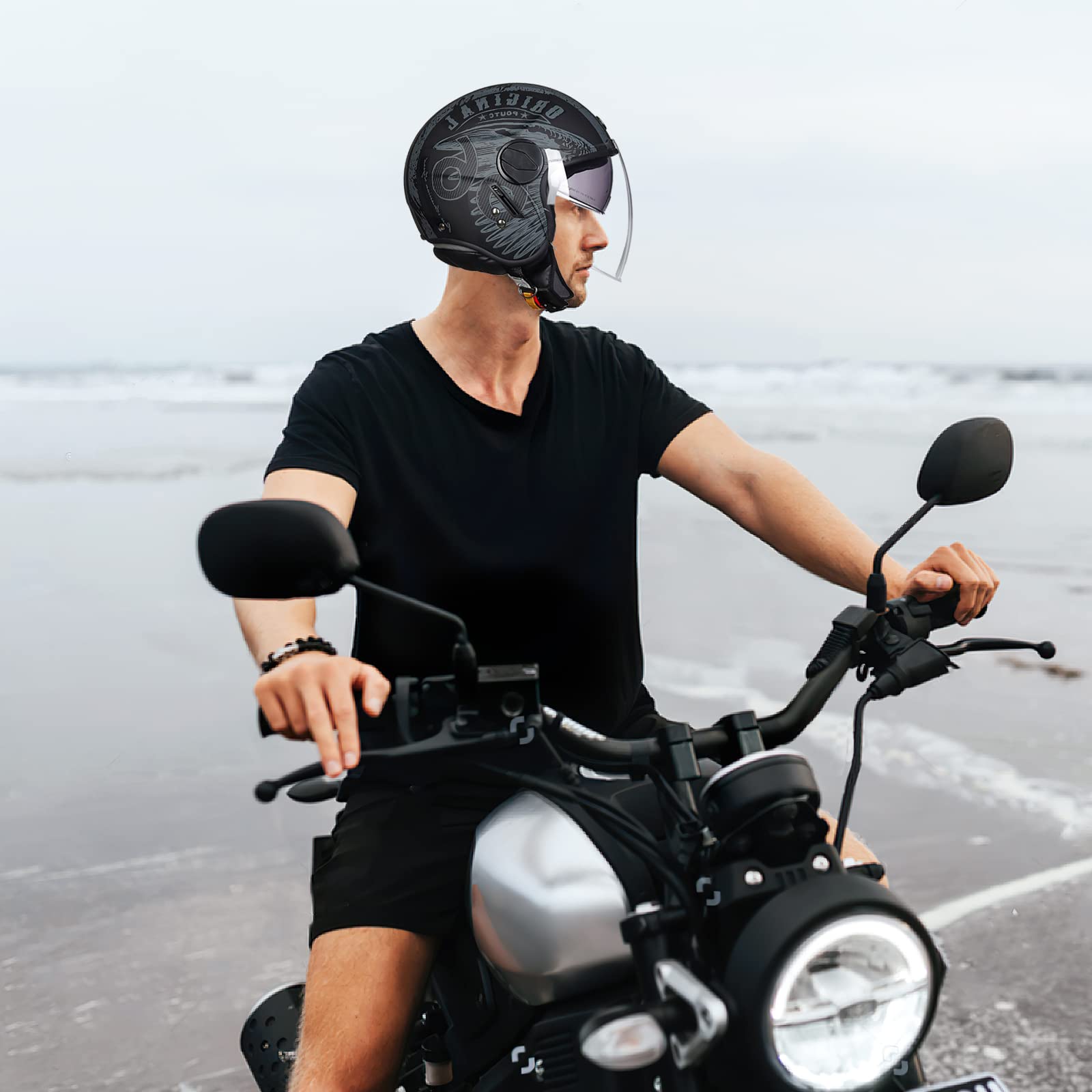 Casque De Moto, ECE 22.06 Certifié Casque Semi-Ouvert Casque Jet Casque Moto Et Scooter Femme Adulte Anti Scratch Visiere