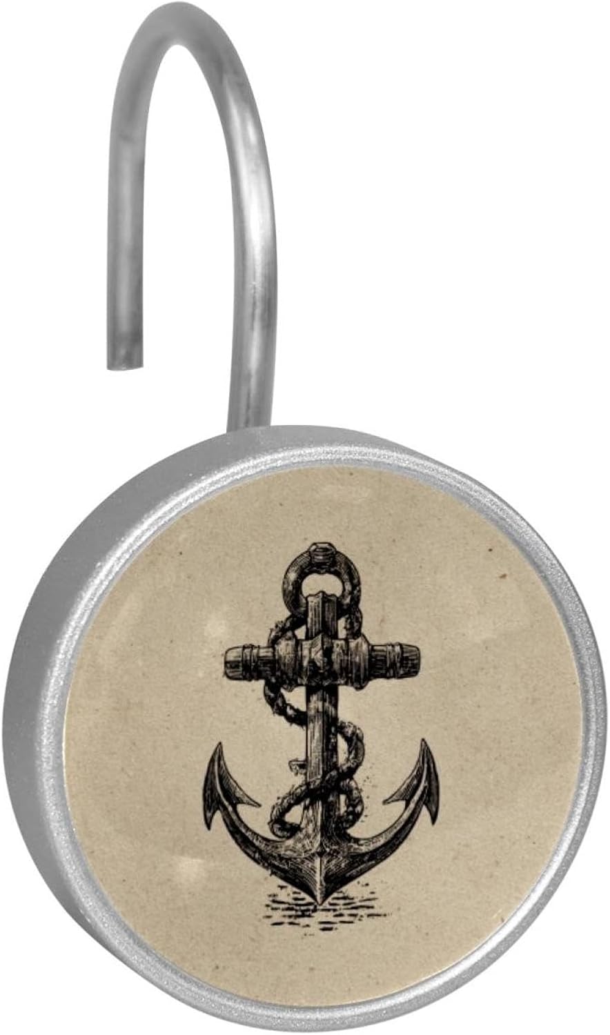 12PCS Vintage Anchor (2) Shower Curtain Hooks Rings for Bathroom, Decorative Shower Curtain Hooks Rods Curtains and Liner