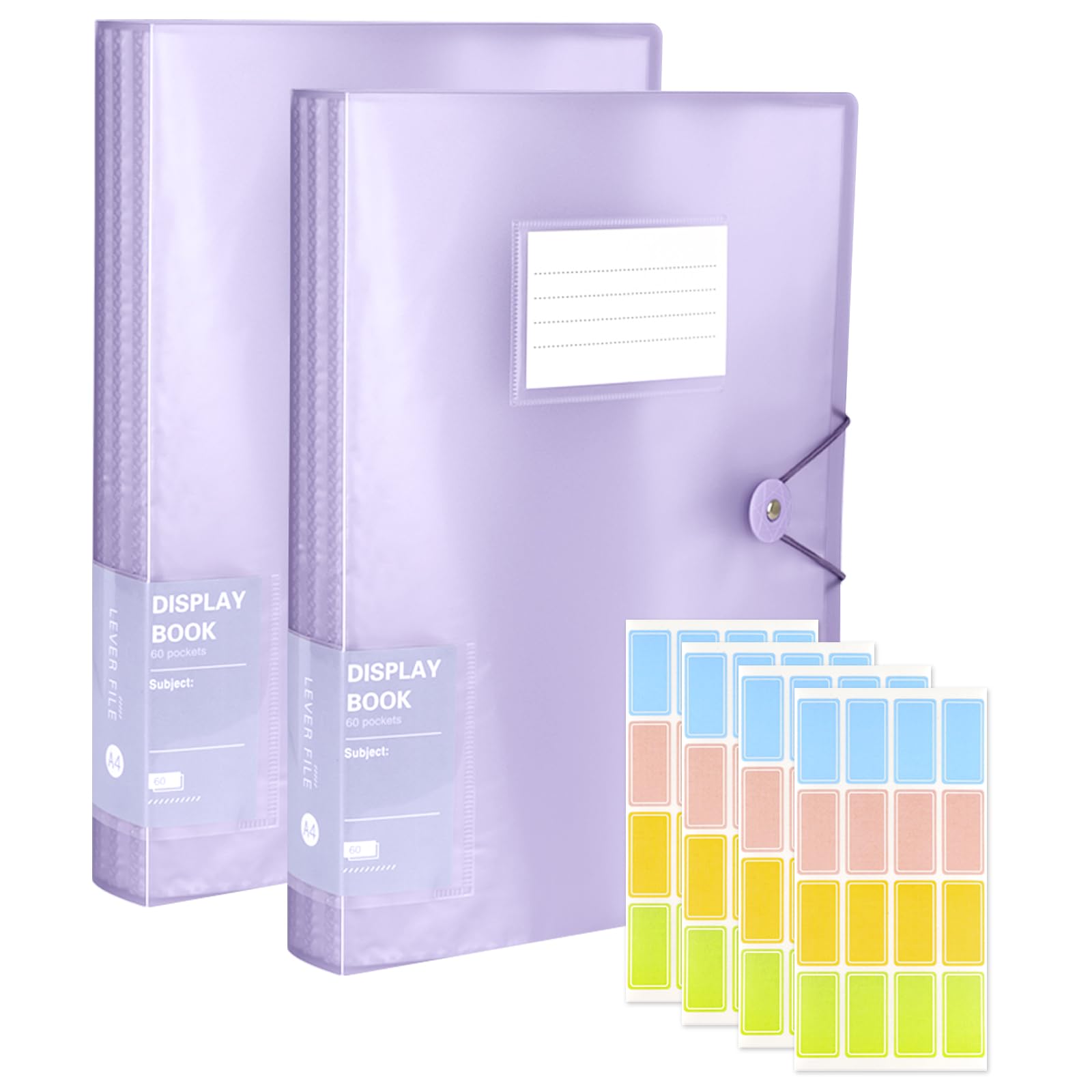 2 Pcs A4 Display Folders,120 Pockets Display Book Folder with Plastic Sleeves Safety Rope, Presentation Folders for Documents, School, Office & Business Project (Purple)