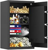 Vista 1 de [23.6 pulgadas de alto] Caja fuerte grande ignífuga para uso doméstico, caja fuerte digital para el hogar, resistente al agua y al fuego con llaves