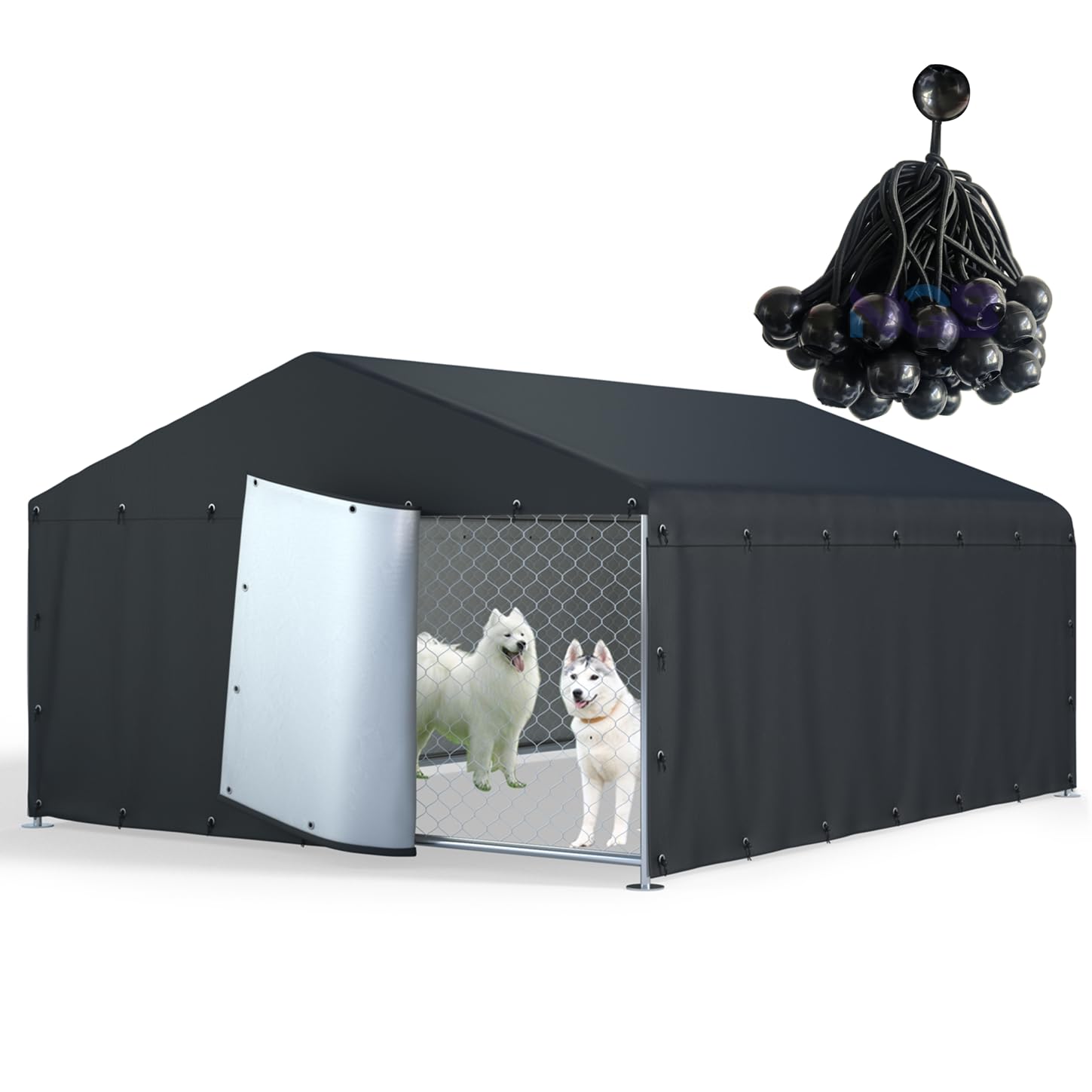 NGB Dog Kennel Cover,Featuring Multiple Elastic Bungee Cords and Windproof Ropes. Made From 600D Waterproof Oxford Fabric, This Replacement Cover