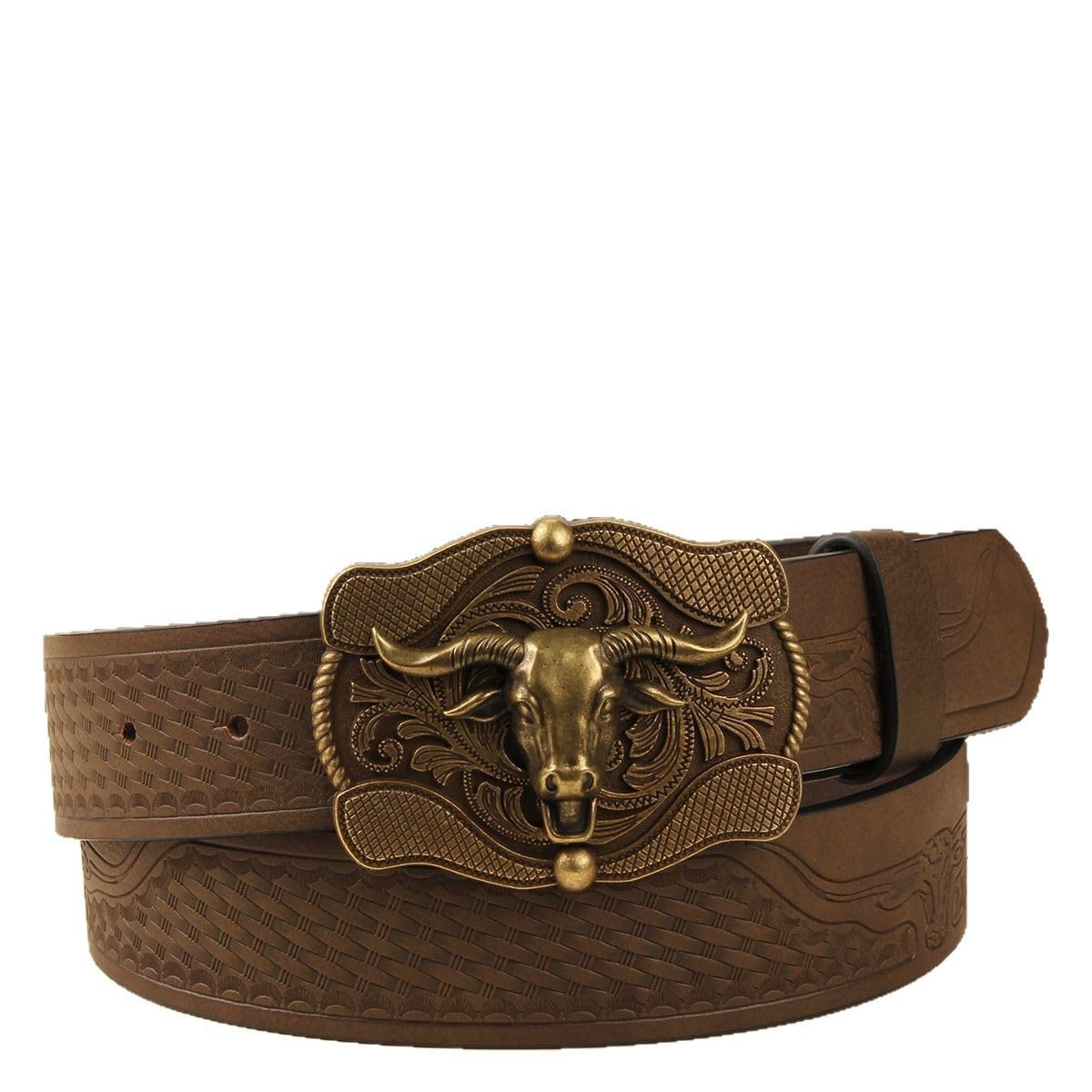 mastyle Men’s Leather Belt with Large Bull Head Buckle | Durable & Adjustable Waist Belt-picture-29