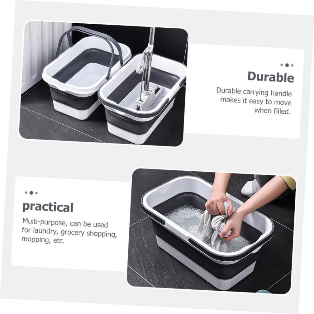 POPETPOP Cubo Plegable con Asa para Fregona de 15l, Resistente y Portátil, Material PP y TPE Adecuado para Limpieza Doméstica y Camping