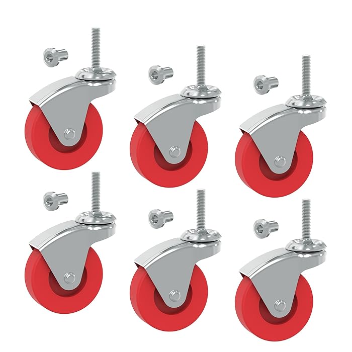 Buy BIG RED 2.5 Inch Stem Caster Wheels Set of 6,Heavy Duty 360 Degree
