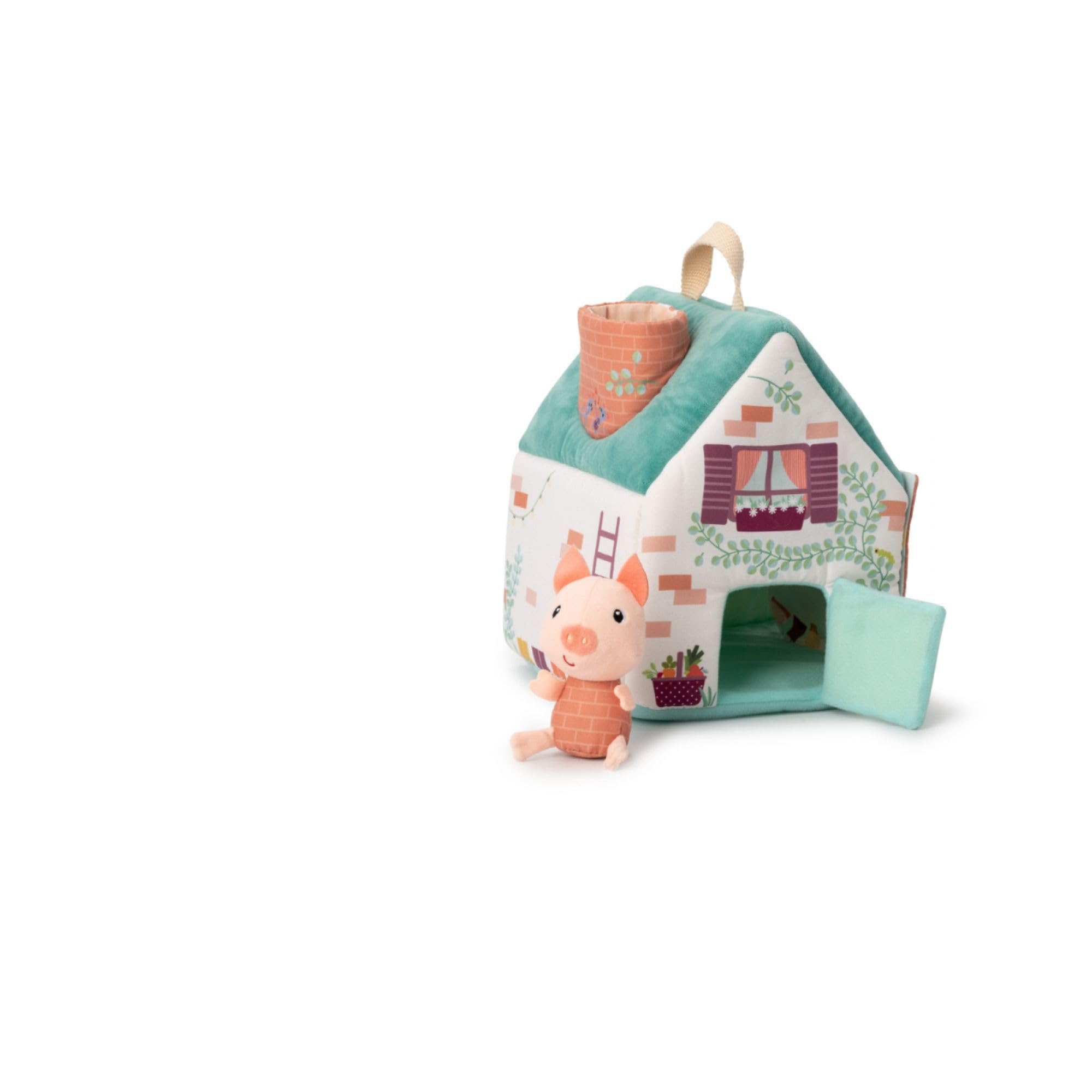 Lilliputiens - Haus des Wolfs und der DREI kleinen Schweinchen - Stoffspielzeug inspiriert vom berühmten Märchen mit Figuren und Häusern - Fördert Feinmotorik und Fantasie - Ab 18 Monaten - 83490