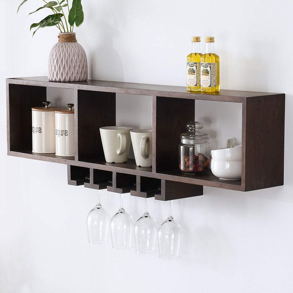 Estantes de Cocina Montados en la Pared, Organizador de Estante para Vino Colgante de Madera, Estantes Flotantes de Estante, Estante de Exhibición de Decoración de Sala de Estar para El Hogar
