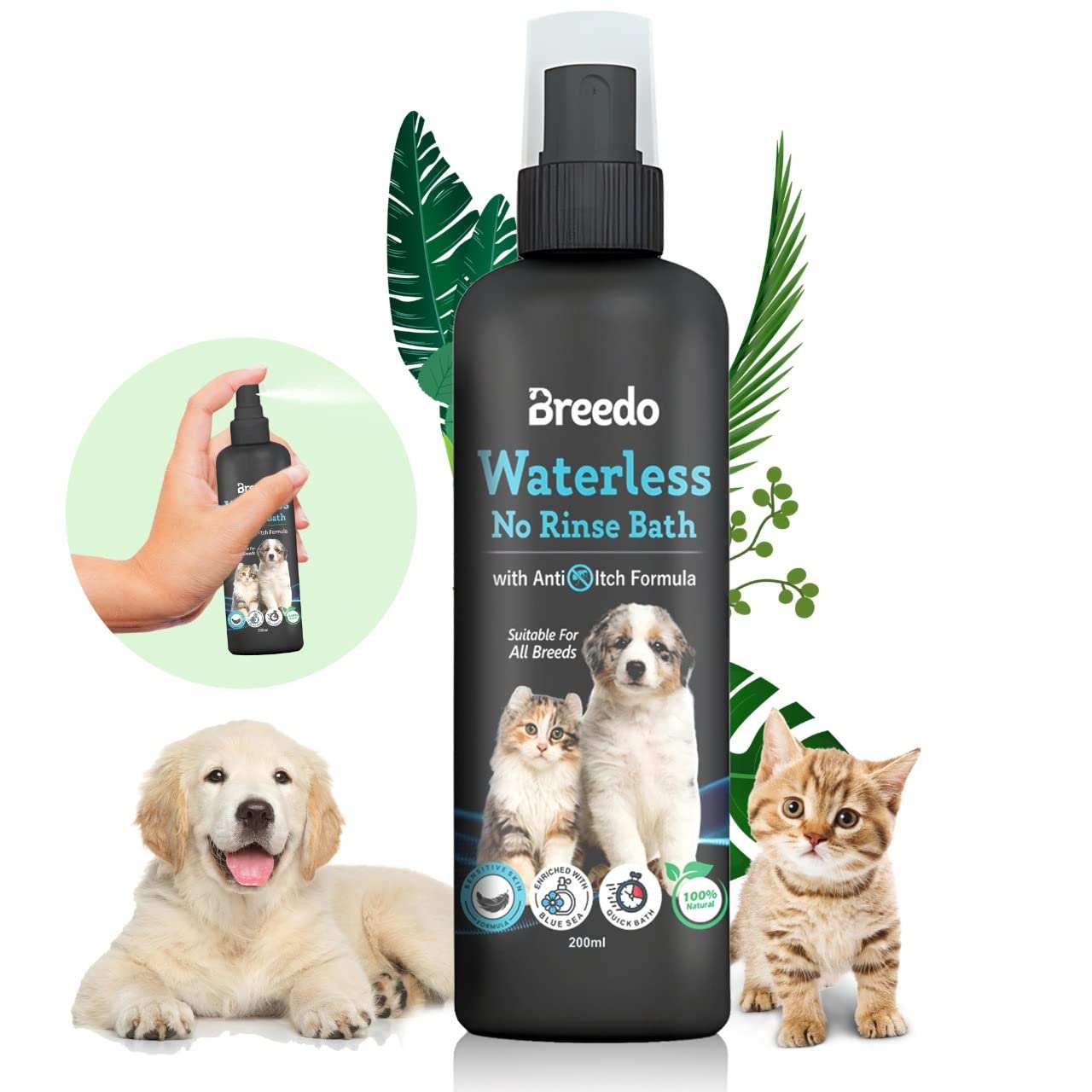 Breedo Blue Sea Dry Bath Instant Conditioning Waterless Shampoo Spray for Dogs & Puppy Dry/Waterless Dog Shampoo(200 ml)| Maintains Overall Skin Health,Shiny Body and Nourishing Hair (B0BNXQHZW4) Amazon Price History, Amazon Price Tracker