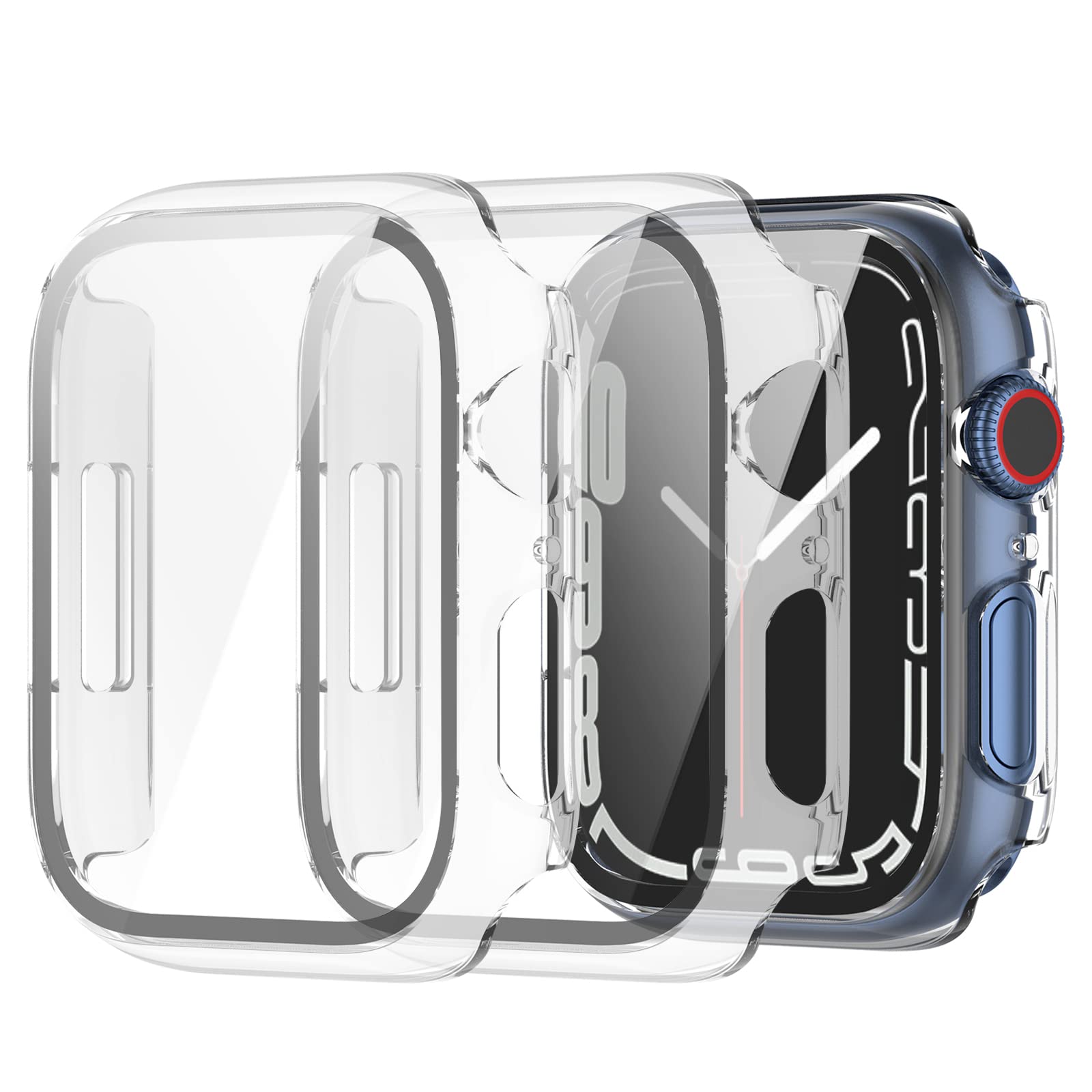 2 Pack) T Tersely Case Compatible with Apple Watch Series 7-45mm, Built-in  Thin HD Tempered Glass Screen Protector Overall Cover Replacement for iwatch  7 2021 (Clear): Smartwatch Replacement Bands: Amazon.com.au