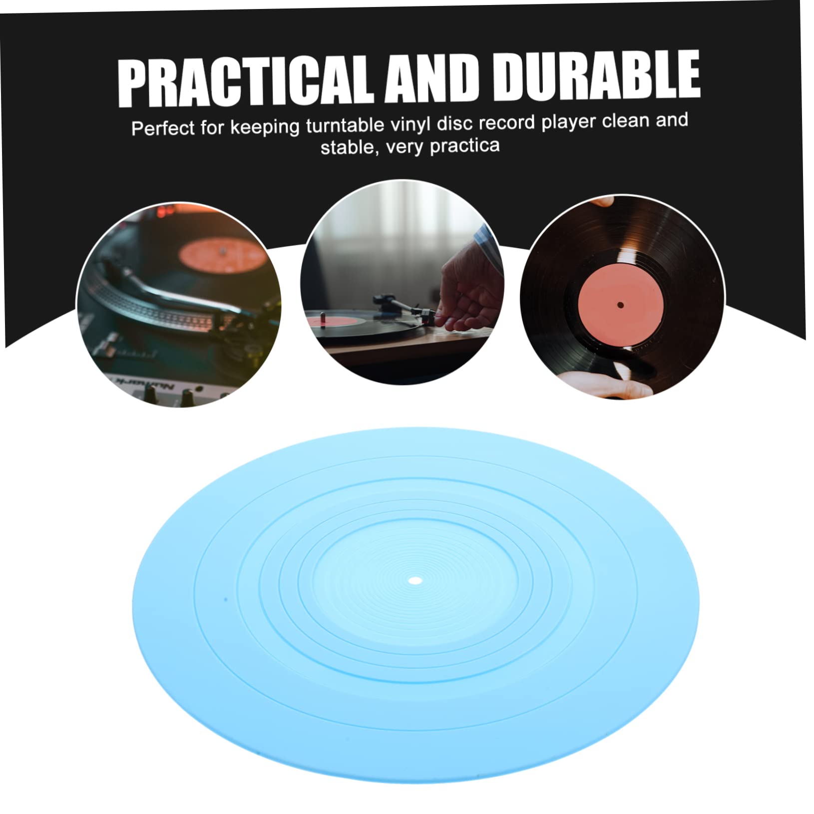 ibasenice Record Player Mat Anti-static Vinyl Record Pad 295mm Diameter Blue Slipmat