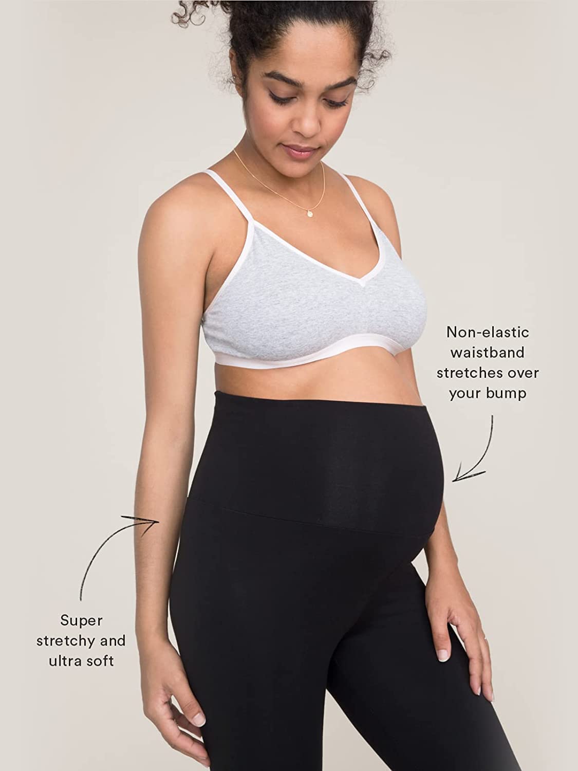 SHAPERX Maternity Leggings for Women Over The Belly Pregnant Leggings Workout Lounge Pregnancy Pants (Black) Pack of 1(3 to 6 Months) (7 to 10 Months) (7-10 Month) - Image 4 thumbnail