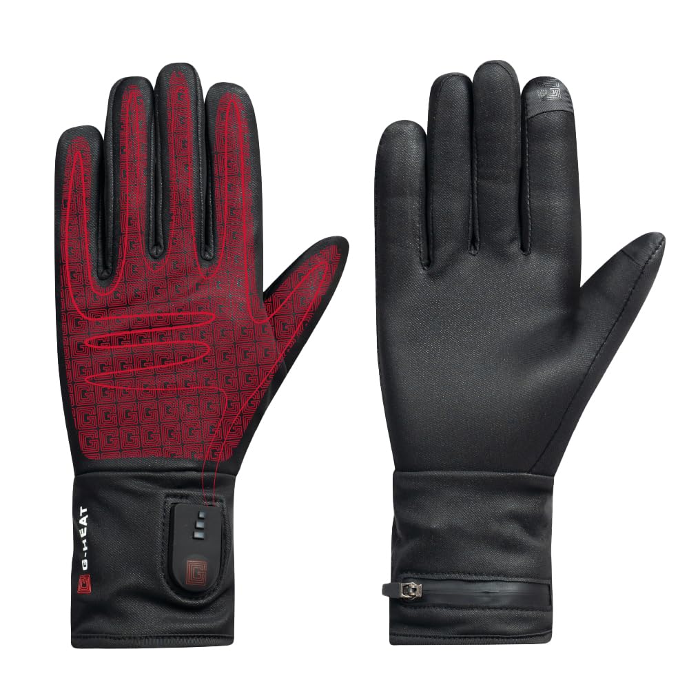 G-HEAT - Gants chauffants CITY - Femme - Tactiles - Légers - Stretchs. Usages : ville, personnes souffrant du froid. Fournis avec 1 paire de batteries et câble de recharge