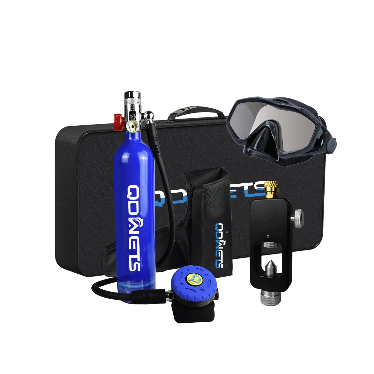 S5000 1L Mini Scuba Diving Tank Equipment with Diving Mask, Mini Scuba Cylinder, High-Pressure Air Pump & Oxygen Cylinder for 15-20 Minutes of Underwater Breathing. (Blue)