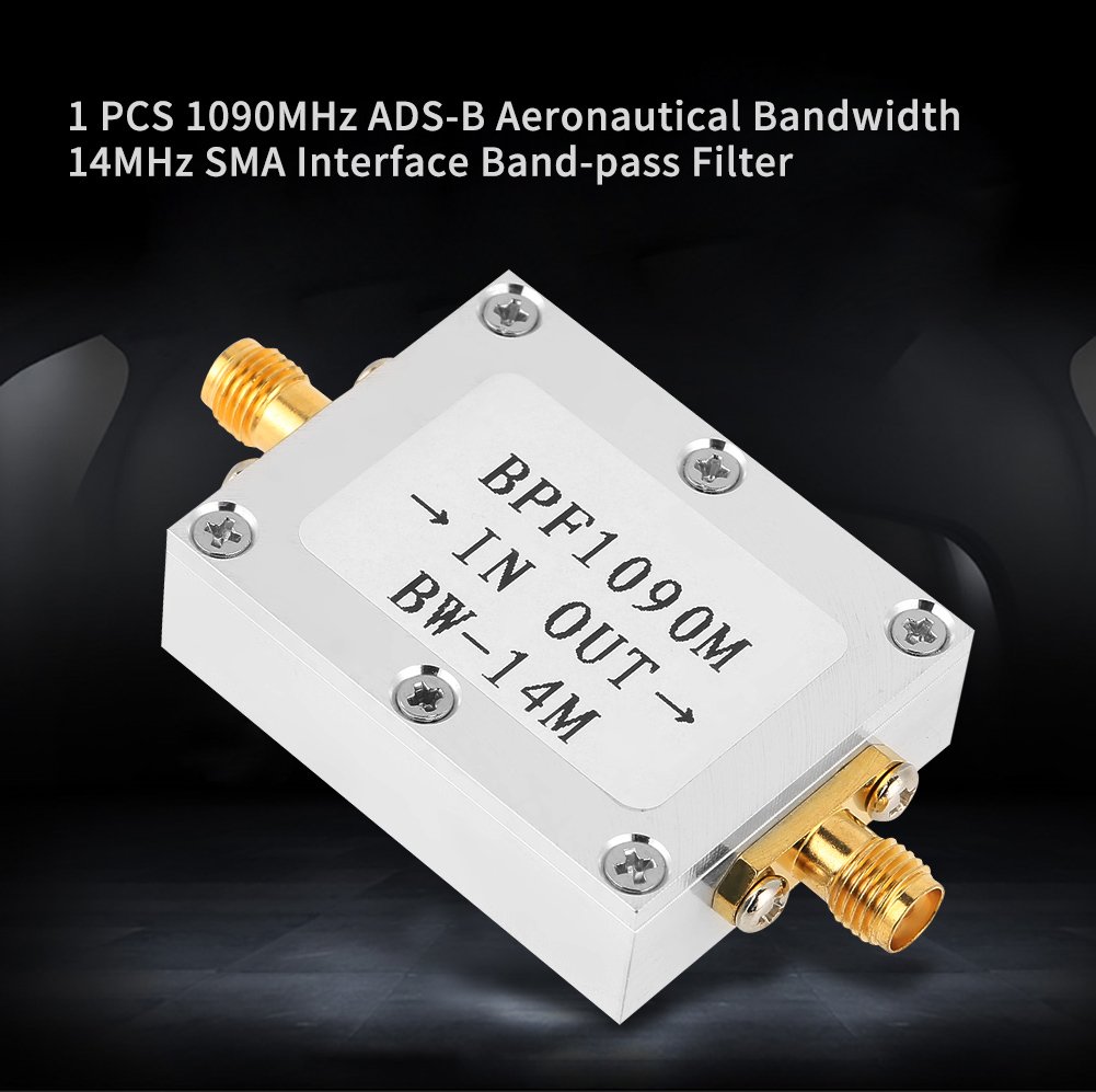 1090 MHz Bandpass-SMA-Filter, 1 Stück 1090 MHz ADS-B Luftfahrt-Bandbreite 14 MHz SMA-Schnittstellen-Bandpassfilter.