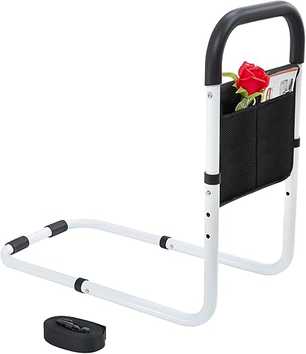 Rieles de cama para adultos mayores, rieles de asistencia de cama para personas mayores, ajustables (19.3 a 23 pulgadas) con tubo de acero de 0.47