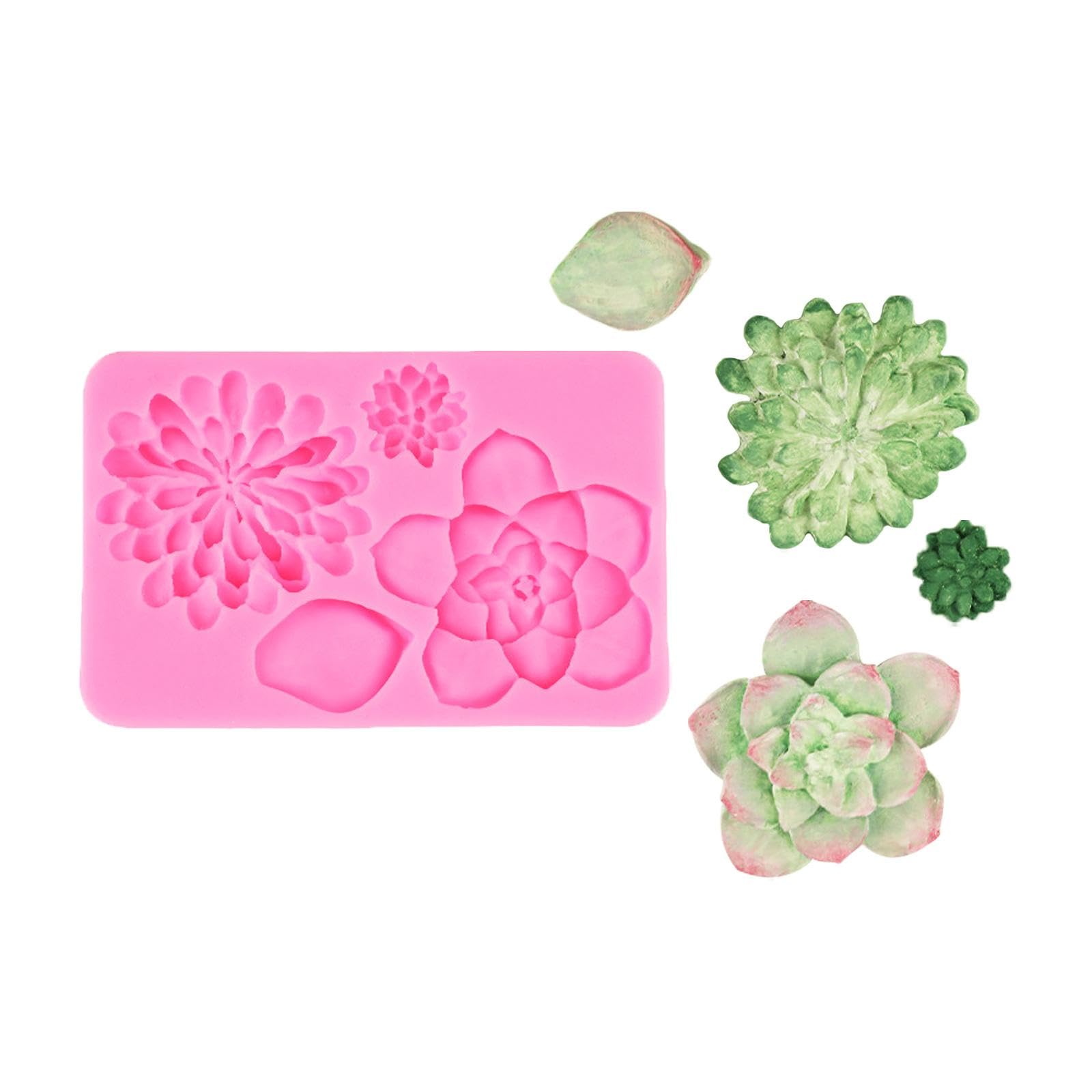 Moldes de silicona, moldes de chocolate, 12,5 x 8 x 1,5 cm, molde de silicona para cactus, hojas suculentas, fondant, herramientas de decoración de pasteles, cupcakes, arcilla, caramelo, chocolate
