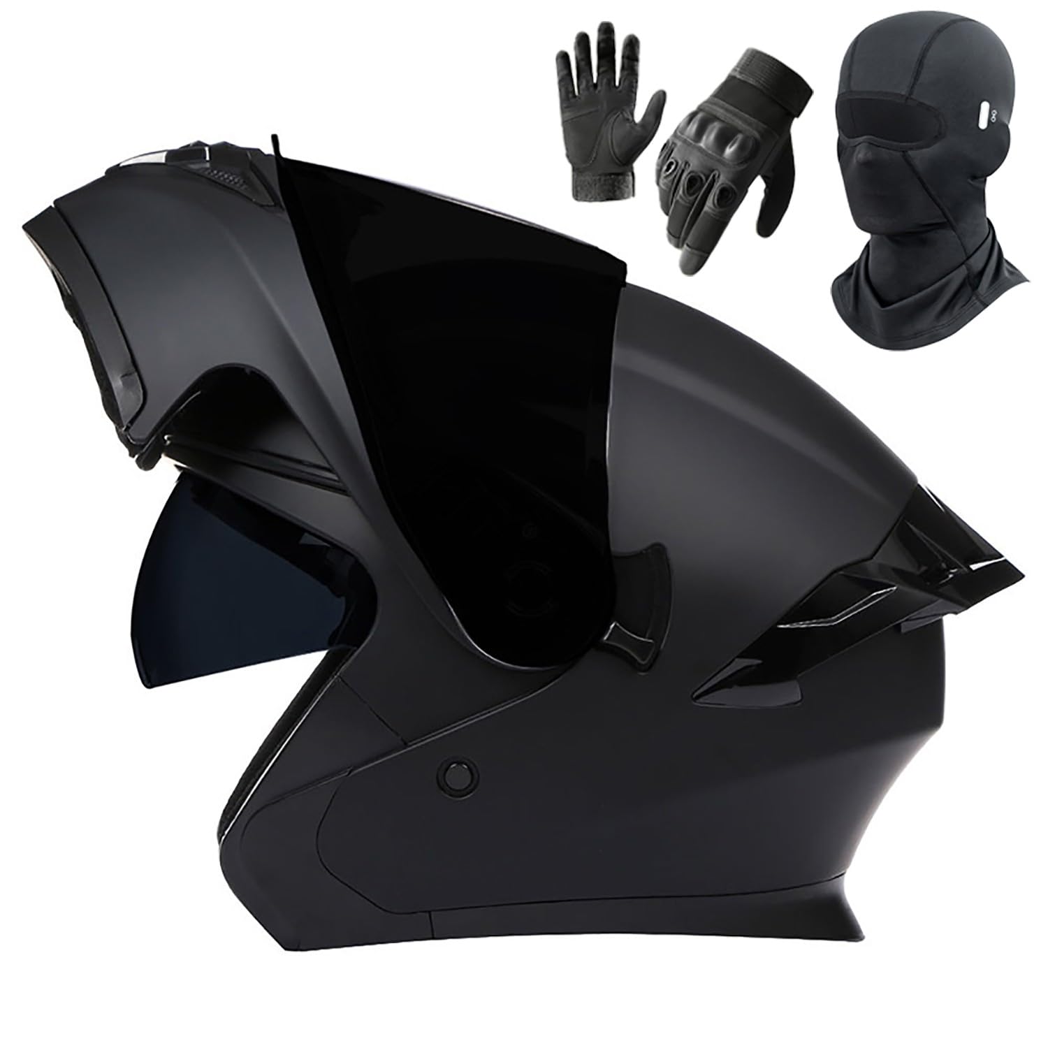 Casco De Moto Modular, Casco Abatible con Doble Visera, Guantes Y Cubrecara, ECE Homologado Doble Visera Antivaho, para Hombres Y Mujeres Bicicletas Todoterreno Cruisers F,Small