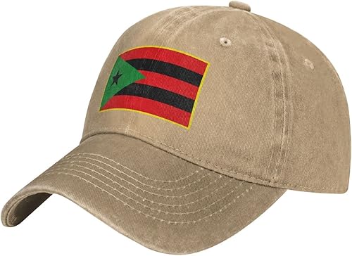 Miniatura 1 de Sombrero de vaquero de mezclilla Afro Boricua con bandera de Puerto Rico para adultos, gorra de béisbol, sombreros de camionero negros