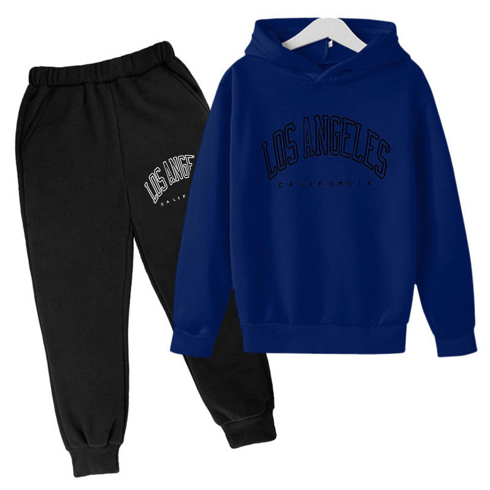 Chándal para Niños Conjunto con Capucha Larga Camiseta y Pantalón Estampado Letras 3-14 Años