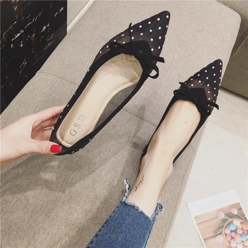 Flats Shoes Women Comfortable Bowknot Lace Breathable Mesh Pointy Toe Ballet Flats for Women4