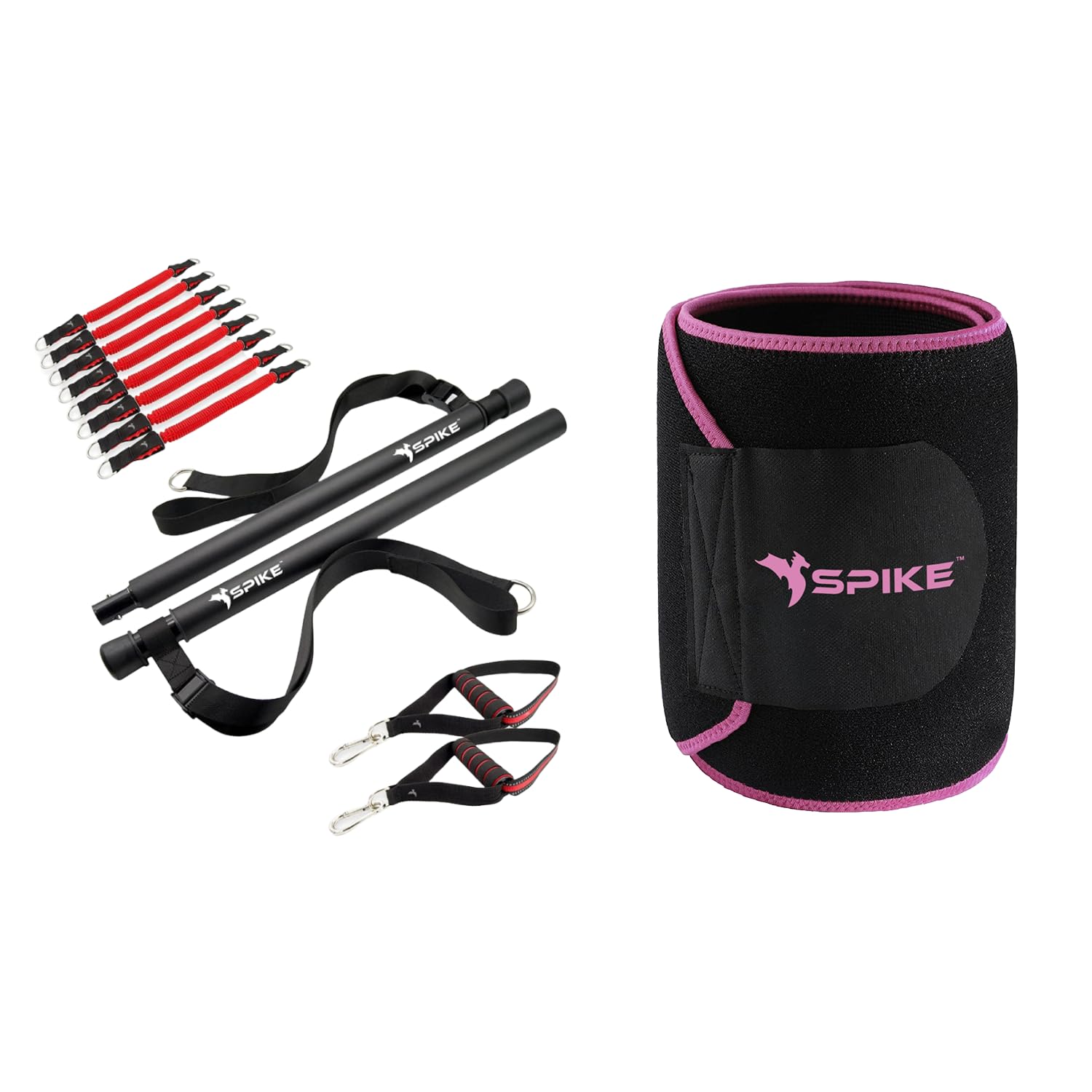 Spike Home Exercise Kit 8 Resistance Bands Set up to 200Kg for Chest, Abs, Legs, Shoulder, Biceps, Triceps, Gym Equipment Set for Home Gym Workout (Spike Home Exercise Kit and Spike Slim Belt Pink) (B0CWV6D1SS) Amazon Price History, Amazon Price Tracker