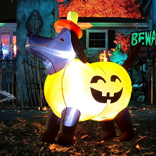 4FT Long Halloween Inflatable Pumpkin Dog Decoration with LED Lights - image 8