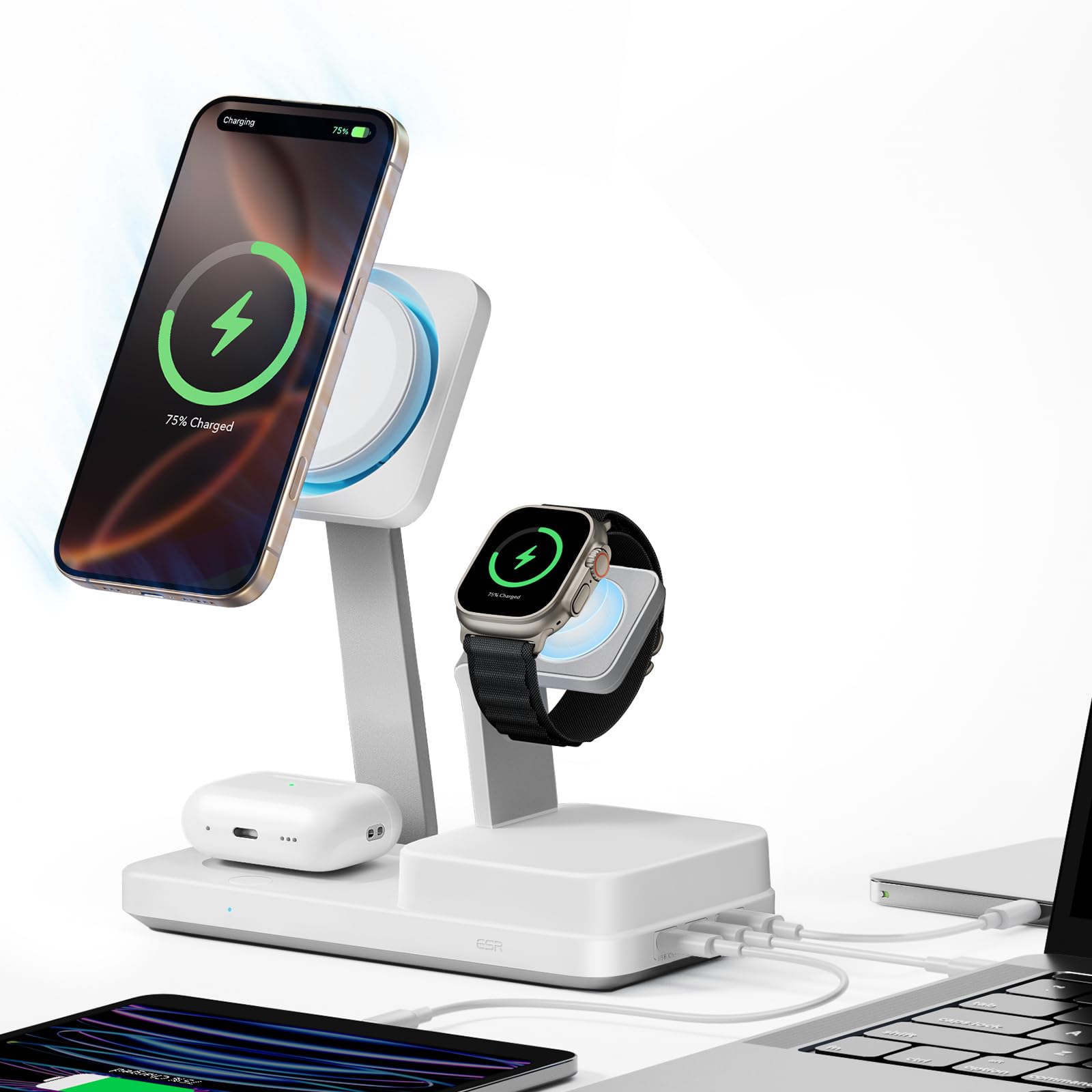 ESR 100W 6-in-1 GaN Charging Station with CryoBoost, Compatible with MagSafe Charger Stand, Magnetic Wireless Charger for iPhone 17/16/15/14/13/12,