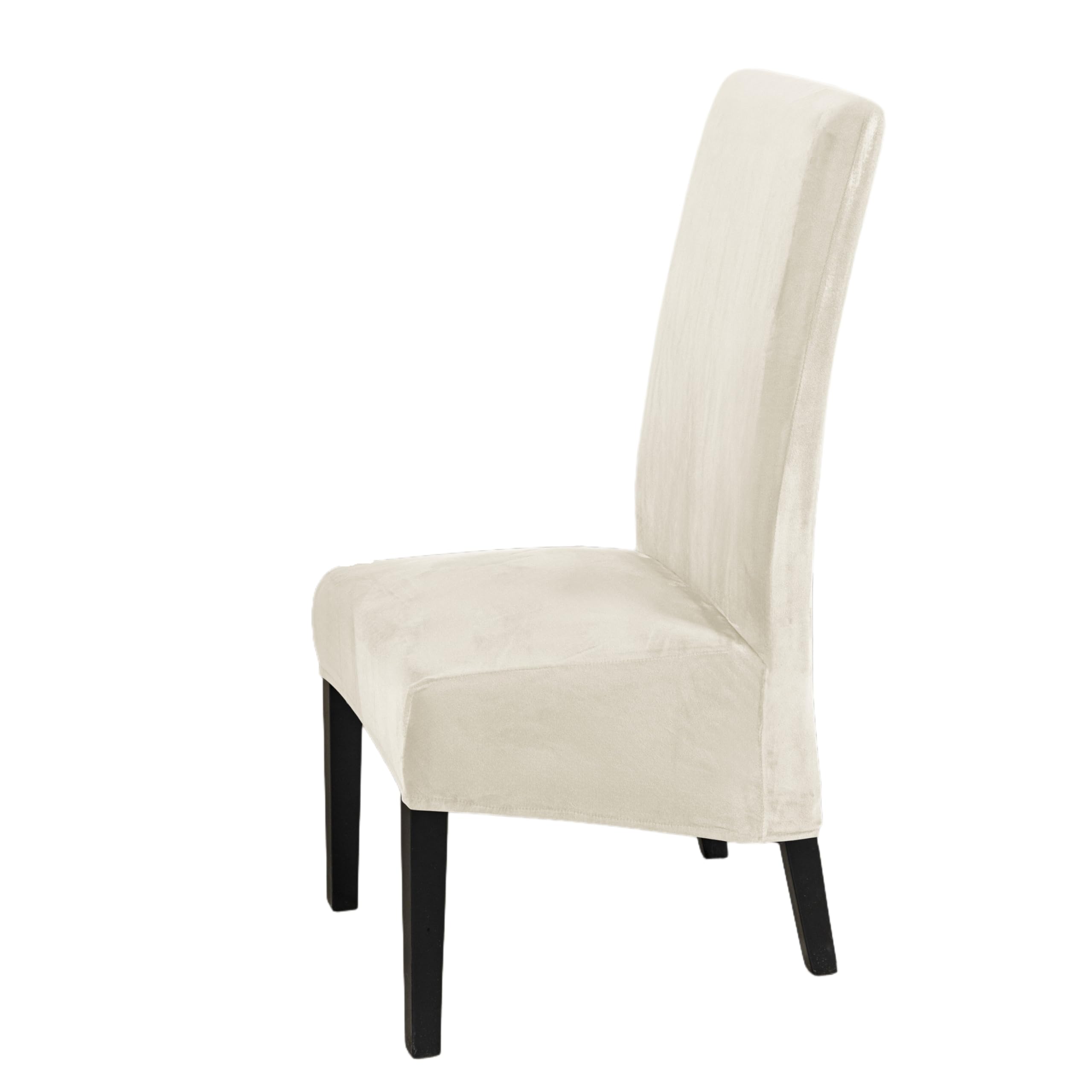 EBETA Funda para Silla in Terciopelo, XL Sedia da pranzo elástica Comedor Fundas Cubiertas para sillas, Cubre Funda Protectora Sillas Lavables para Banquetes Hogar Restaurante Hotel (Blanco, 6 Piezas)