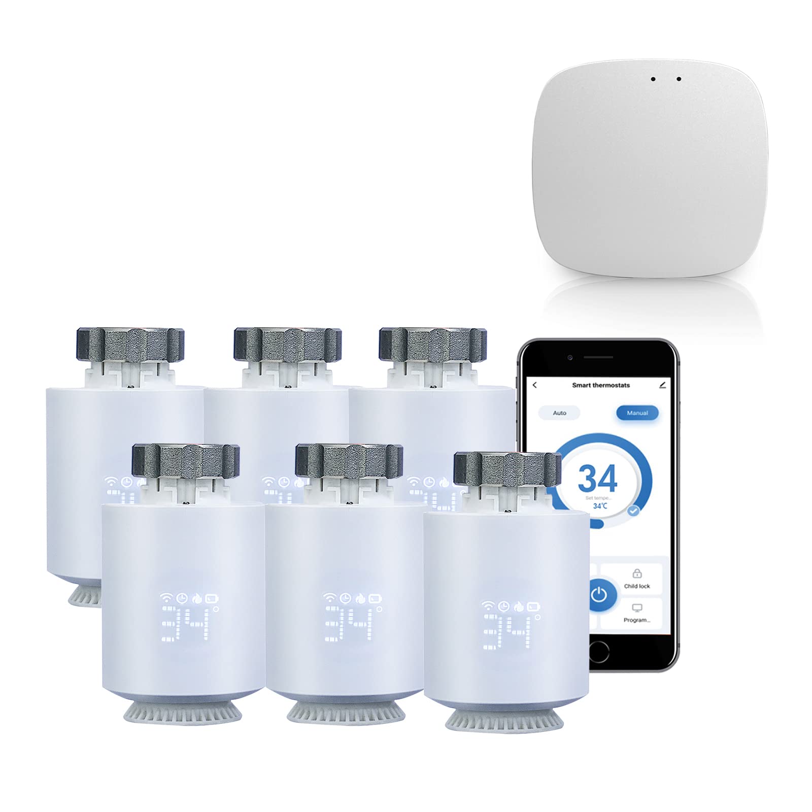 Inteligentny zawór grzejnika termostatu Zigbee, eTRV, mobilny kontrl przez aplikację Smart Life, współpracuje z alexa googlehome