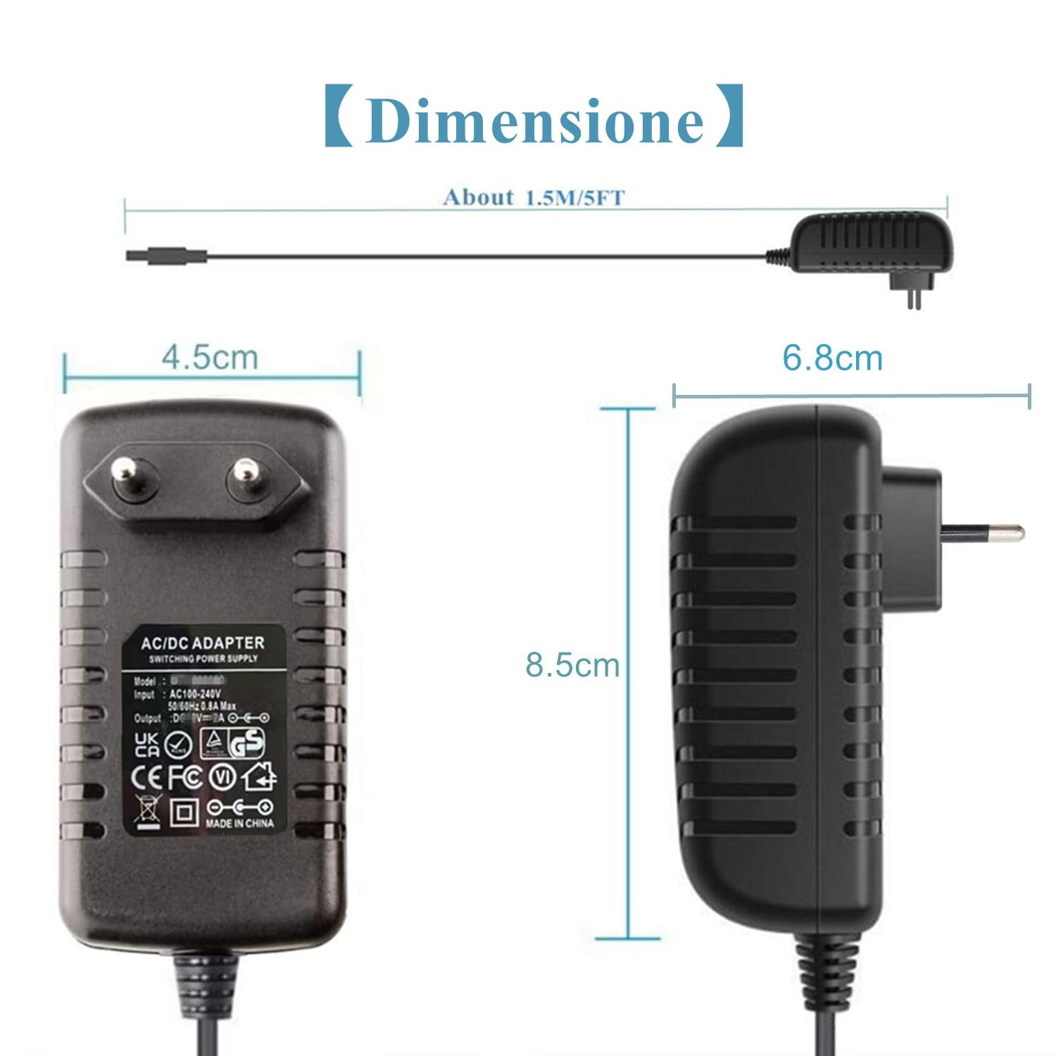 Alimentatore AC 12V 2A AC220V 230V DC12V con 8 adattatori spina Caricabatteria 500mA 1000mA 1500mA 2000mA AC-DC