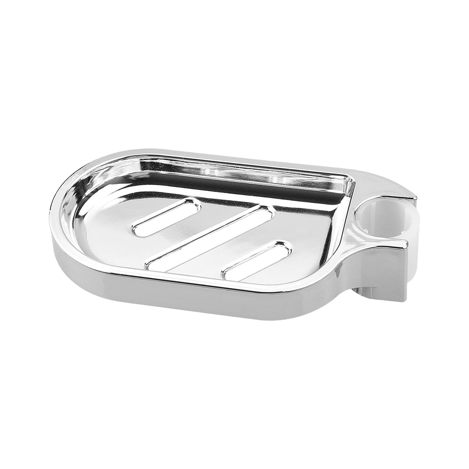 Wellrun Clip-on Shower Rail Soap Holder,Adjustable Bathroom Soaps Dish,ABS Soaps Tray with Drainage,Easy Install Soap Holder for 22mm Round Shower Pole