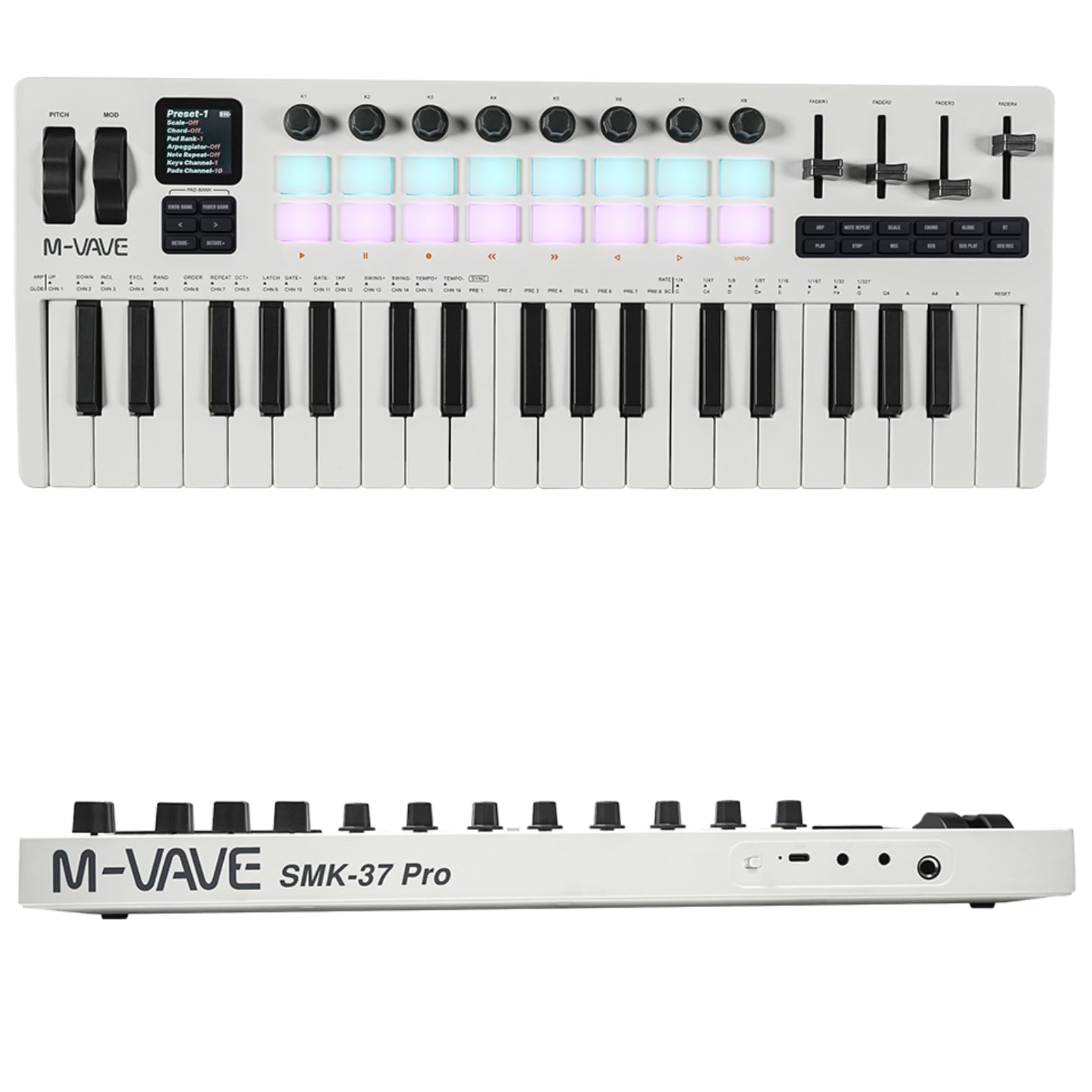 DTM・DAW M-VAVE SMK-37 Pro M-VAVE Teclado MIDI 37 Teclas com Sintetizador DX-7 FM, Pads RGB