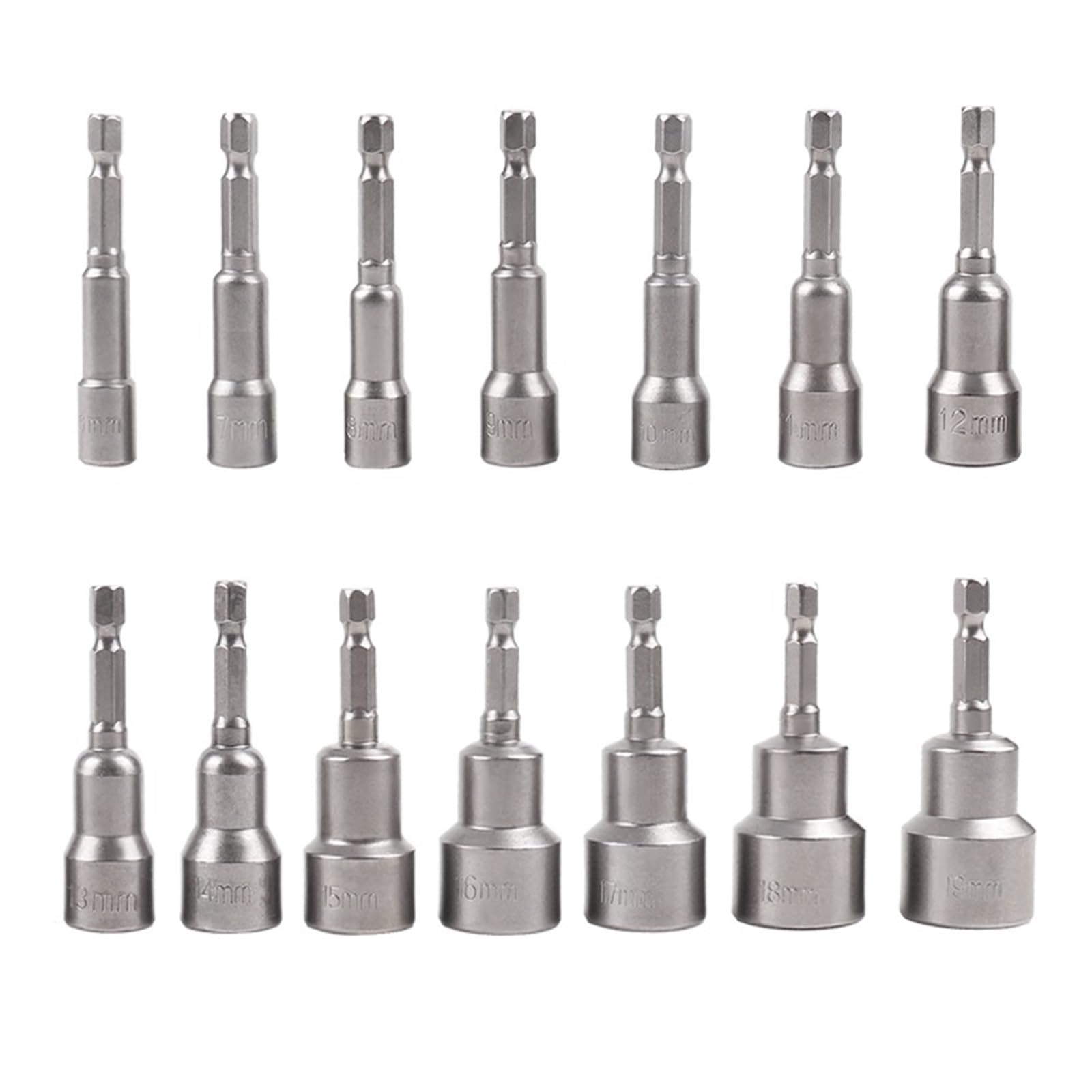 MORREZ Destornillador de 65mm de Longitud, Llave de Tubo, especificación de 6mm-19mm, boquillas de Manga Hexagonal Fuerte, Destornillador for Herramienta eléctrica, 14 Uds.