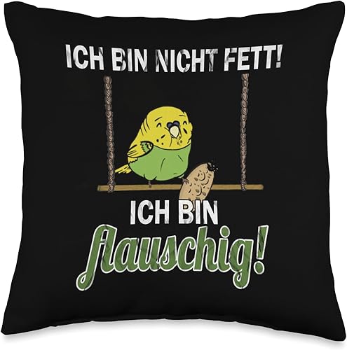 Funny Budgie T-Shirt-Nicht Fett sondern Throw Pillow, 16x16, Multicolor disponible en Yaxa Venezuela