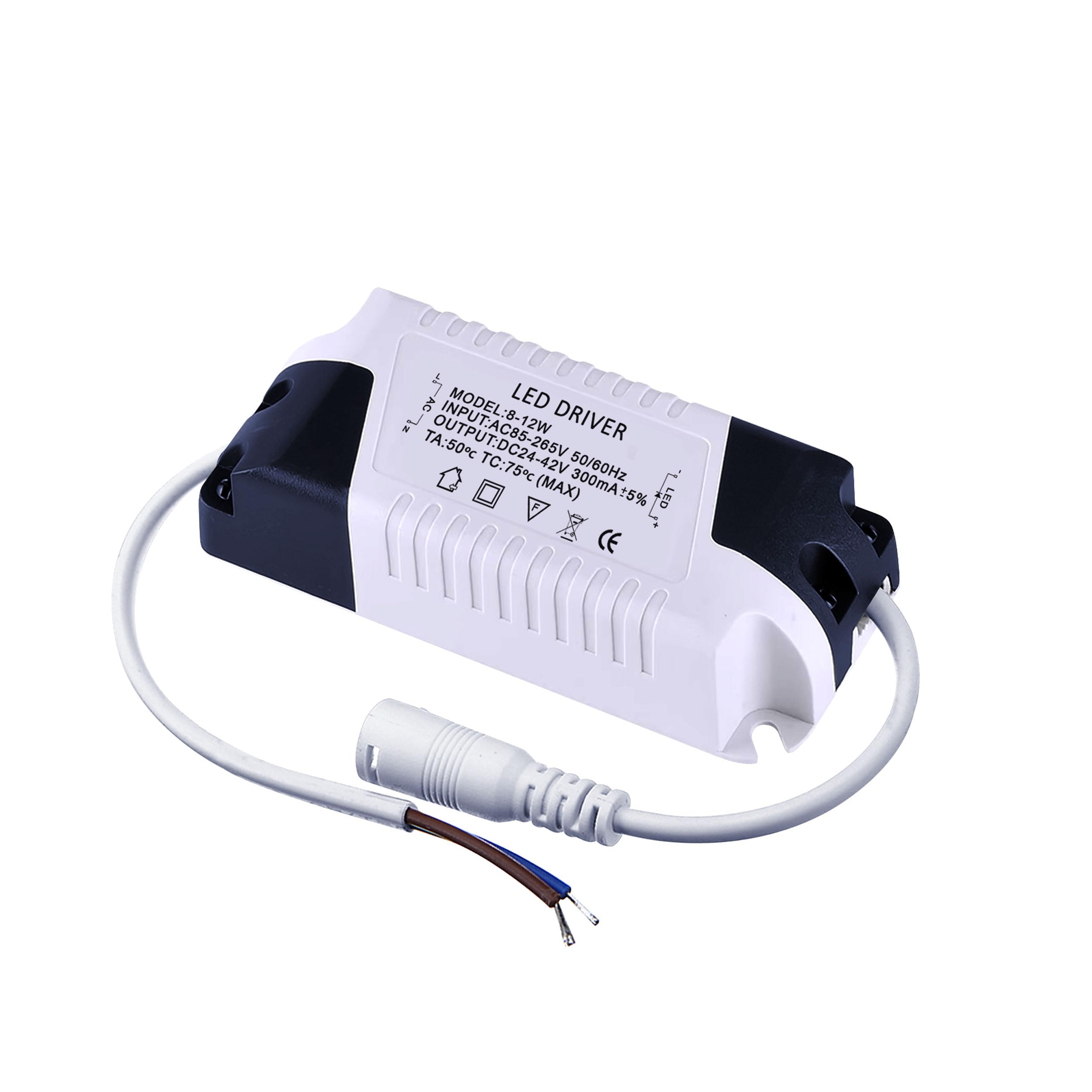 LED Transformer 8-12W, ultra slim LED Driver 85-265V AC to 24V-42V DC 300mA, Low Voltage Power Supply Constant Current for Strip Lights, led Display and G4,MR11,MR16 Light Bulbs