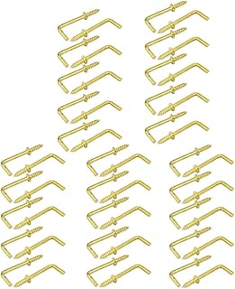 Aexit 35mm Length Home Hardware Copper Plated Self-Tapping Right-Angle L Shape Screw Hook 50pcs Model:24as209qo418