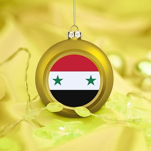 Miniatura 6 de Adornos de bola de Siria, adorno de bola de Navidad de la bandera de las naciones, adornos de plástico de la bandera de Siria para árbol de Navidad,