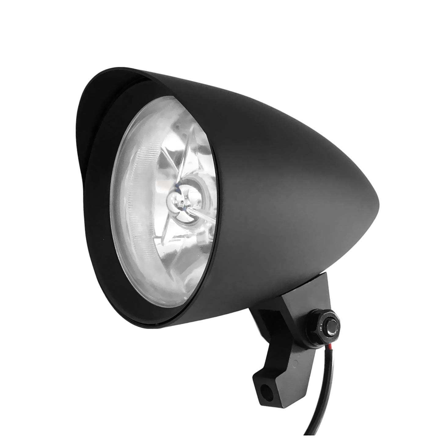 Retro 4.5" Motorcycle Headlights w/ Aluminum Visor Clear Lens 4 1/2 inch Bullet Vintage Head Light Lamp for Harley Sportster Dyna Softail Bobber Chopper Honda Yamaha Suzuki Kawasaki Custom Black