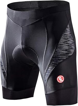 Hochwertige große Größen Radhose für Herren mit Polster und Übergewicht mit Flatlock-Nähten und sehr breiten Anti-Rutschd Bändern an der Unterseite der Shorts.